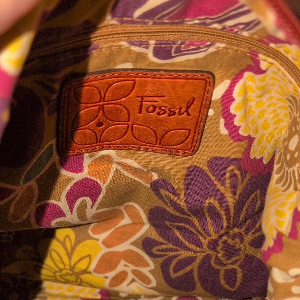 Fossil Talita Burnt Orange Leather Crossbody Bag - Picture 9 of 16
